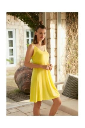 Kadın Sarı İp Askı Gecelik Elbise 26574 P-0000000014188