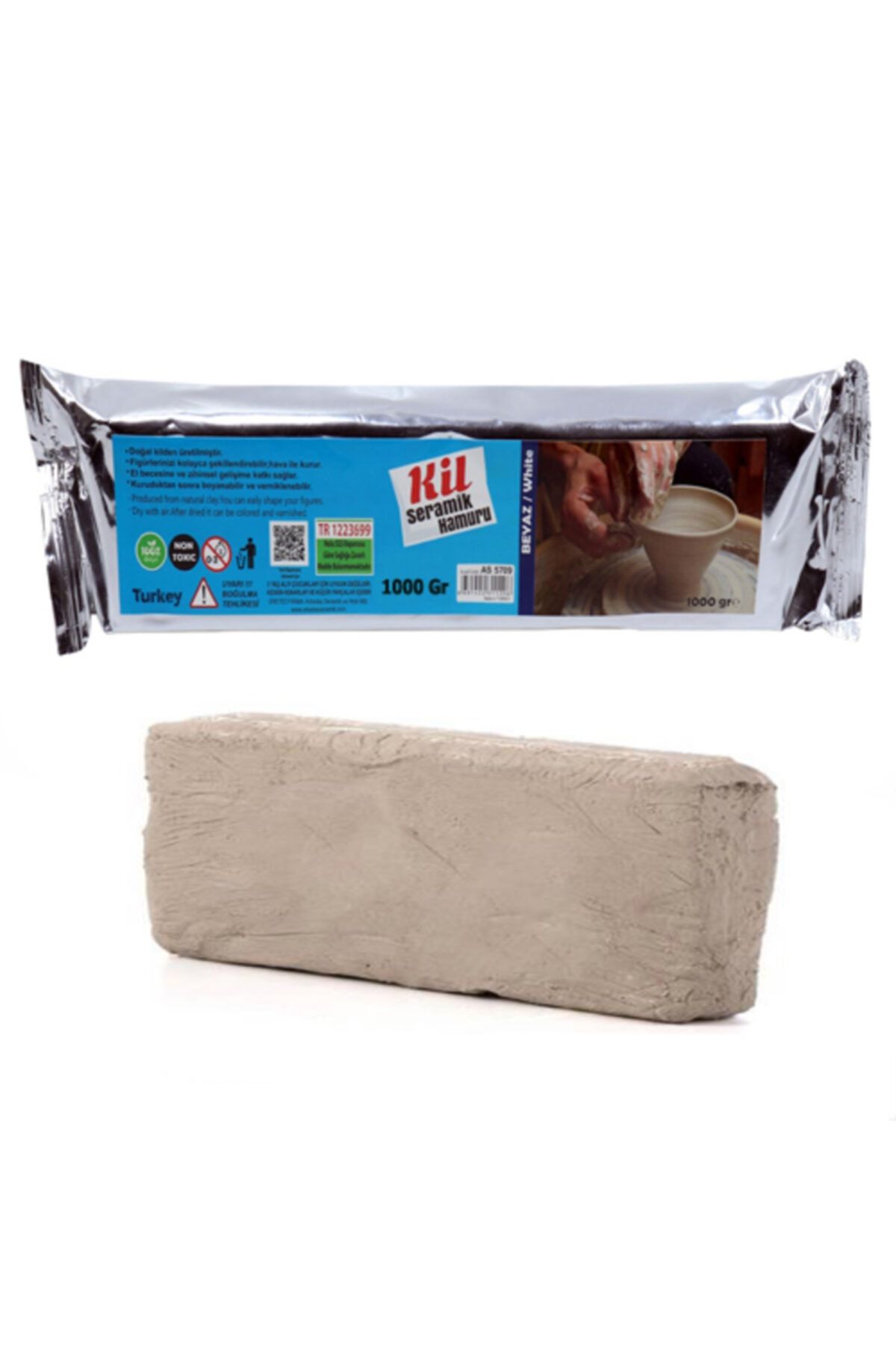 Hobialem-Ceramic, Clay Dough, 1000 gr, White Color, Modeling Mud, Clay 1