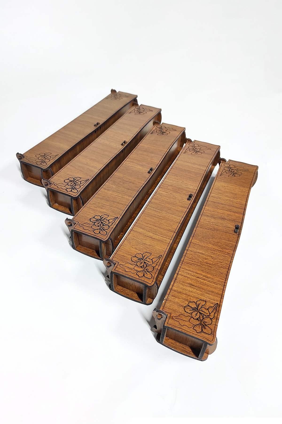 5 Wooden Velvet Rosary Boxes