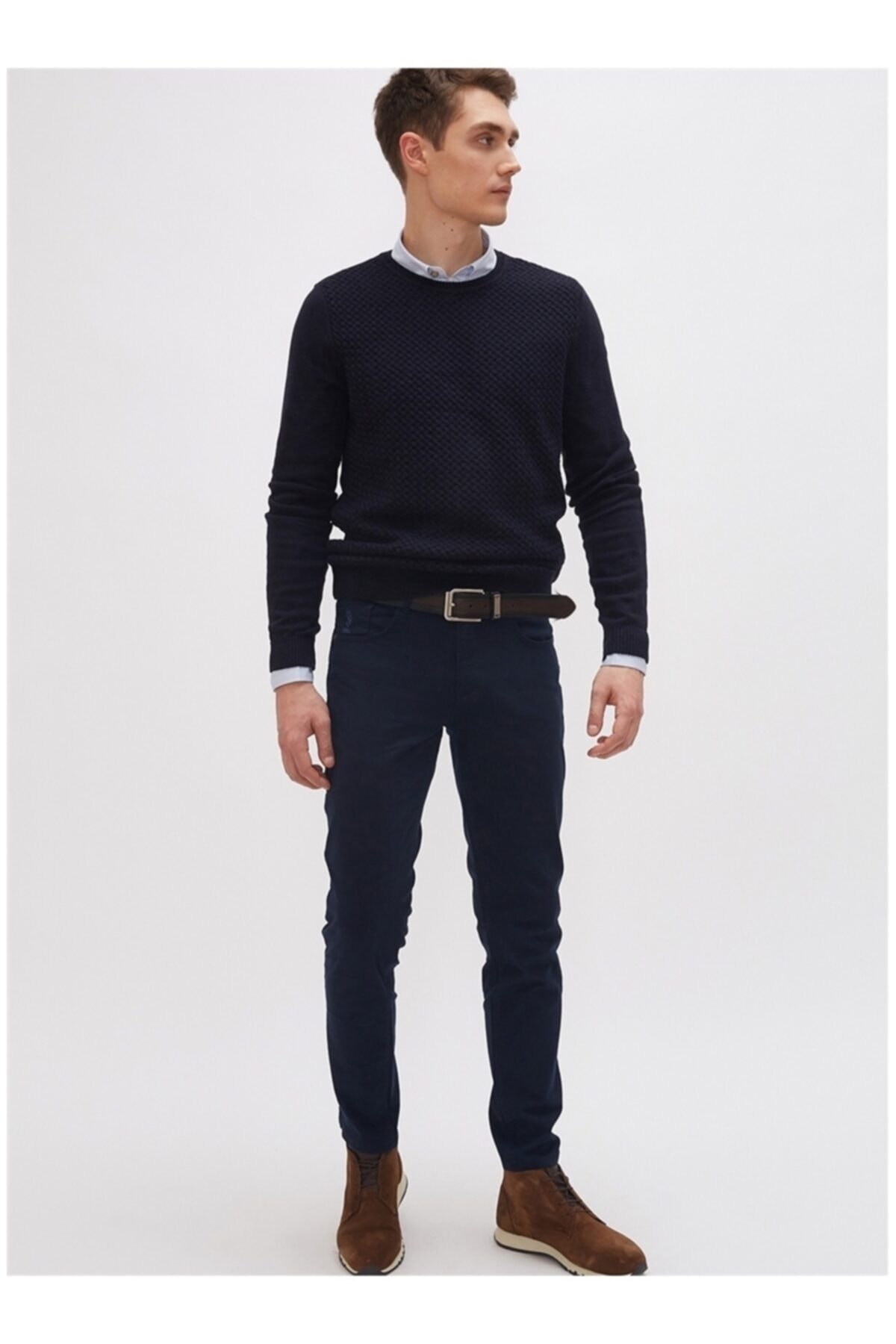 یو اس پولو شلوار ساده سرمه‌ای مردانه