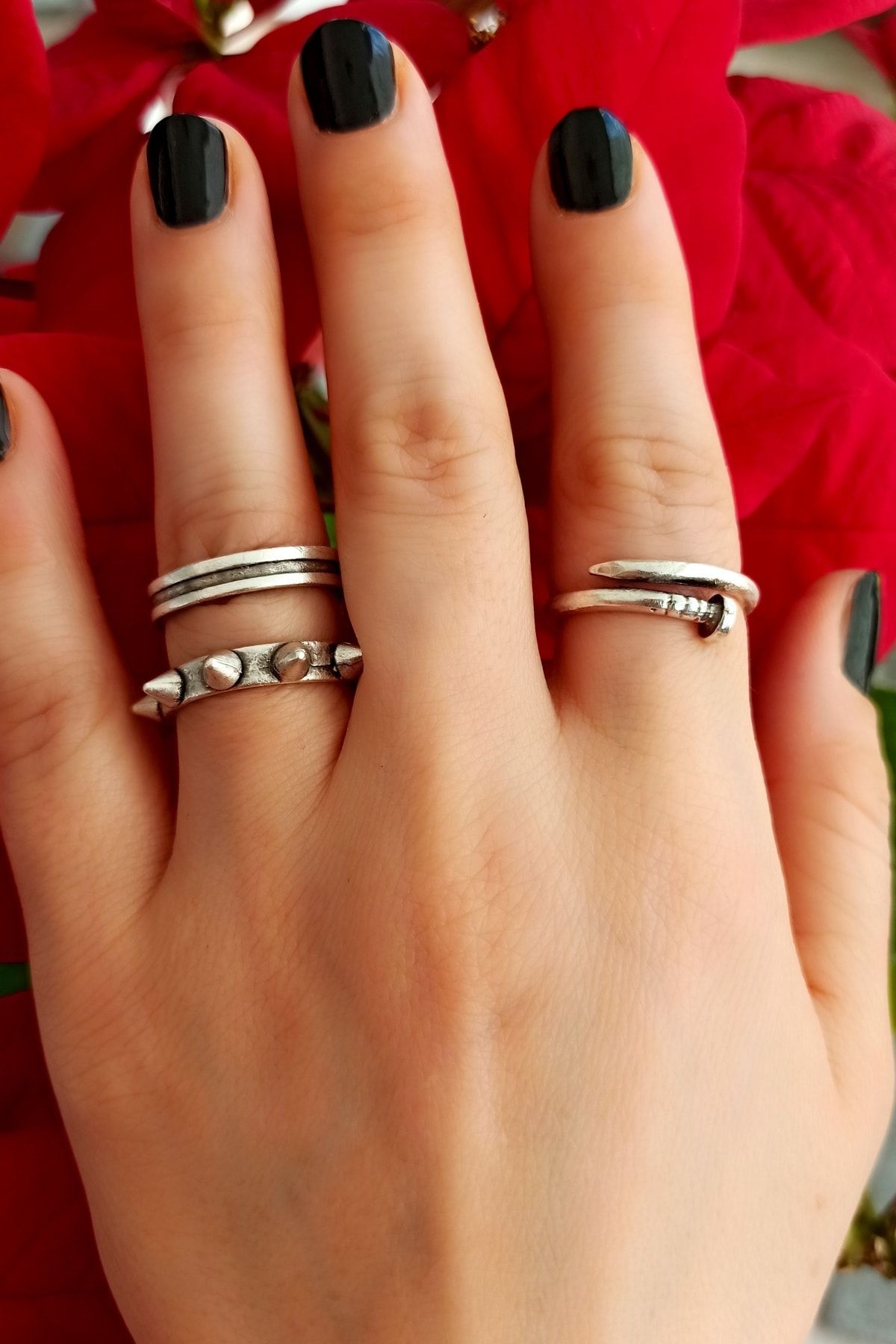 Silver shop nail ring