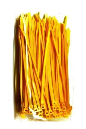 Sarı Renkli Kablo Bağı Cırt Klips Plastik Kelepçe 100x2,5 100 Ad MTT48