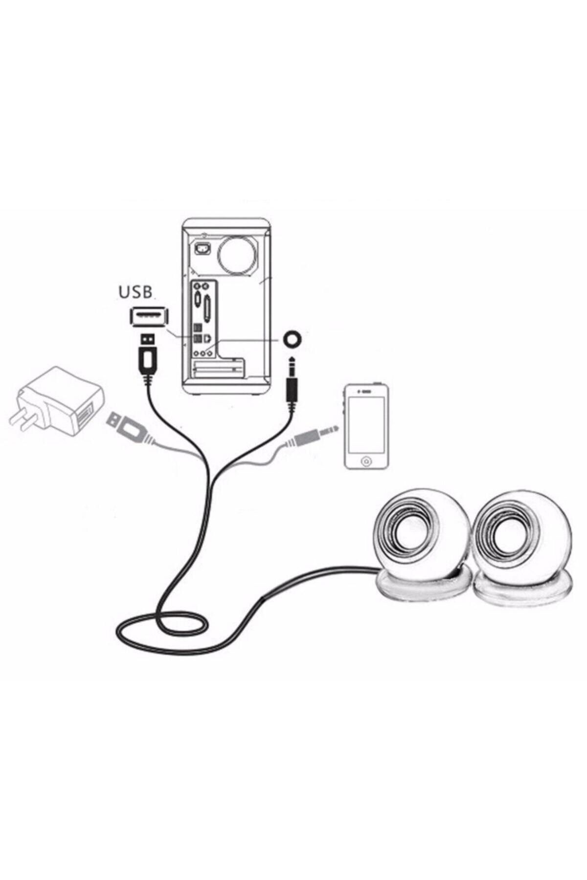 Bilgisayar Hoparlörü Laptop Telefon Notebook Pc Hoparlör Usb Speaker Ses Sistemi 3.5mm Jack 8