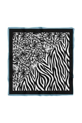Kadın Siyah Beyaz Zebra Desenli 50x50 Bandana Hyl Dg01430-22 bnhylg125