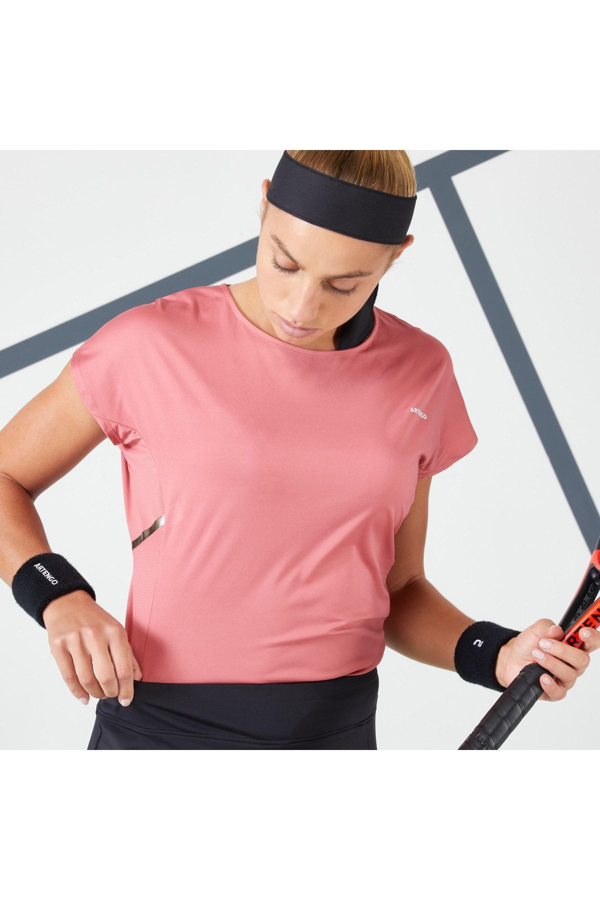 Decathlon Artengo Kadın Tenis Tişörtü - Pembe - Dry 500 BY7826