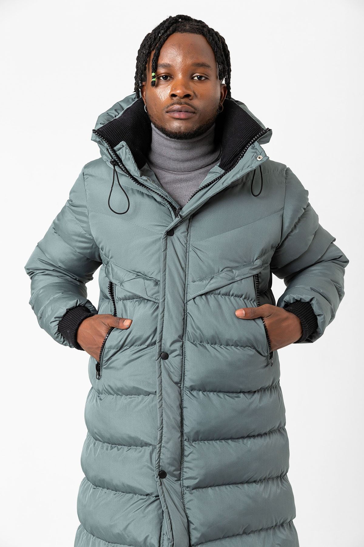 Mens long puffer coat with hotsell hood