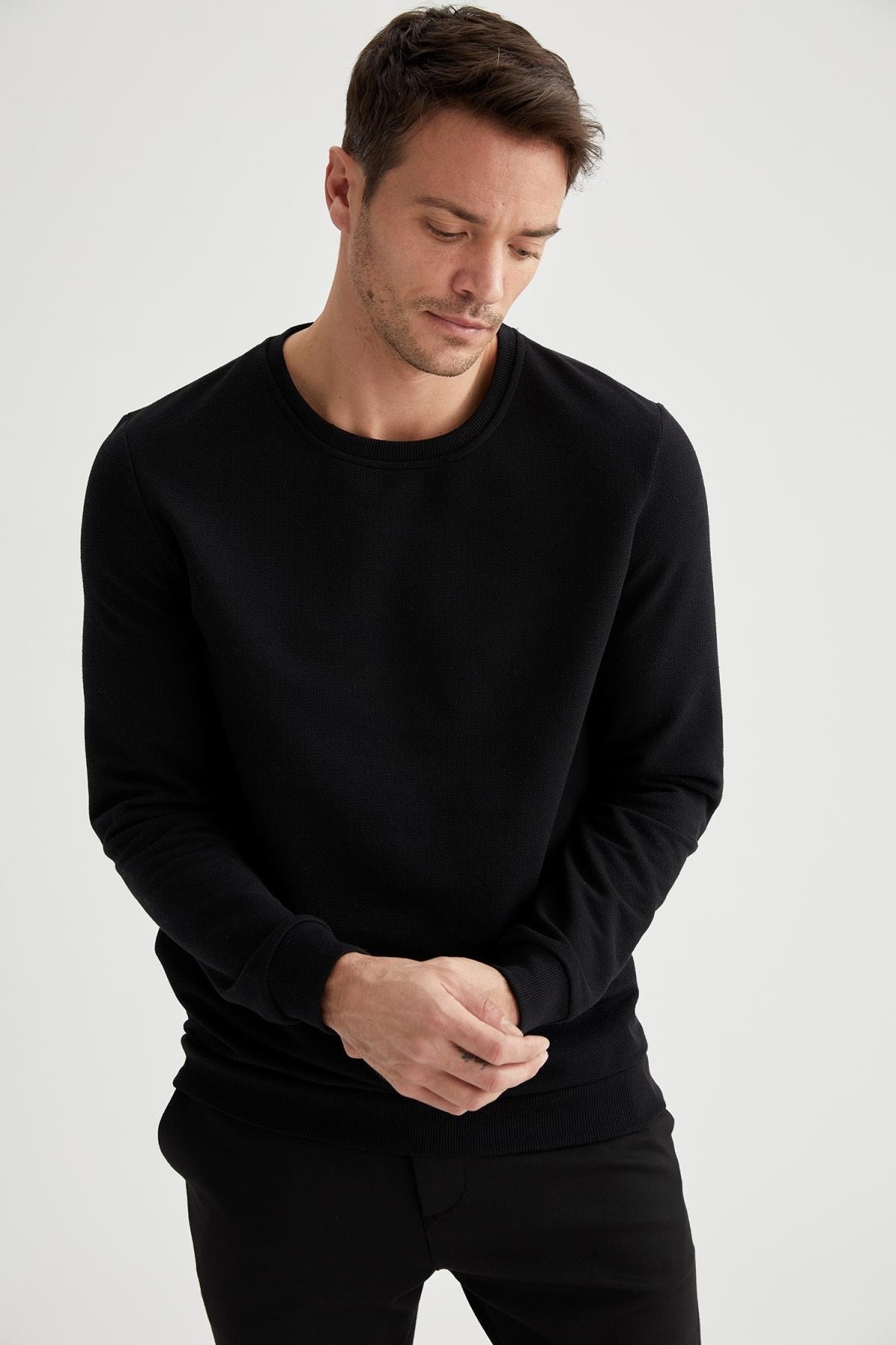 سویشرت مردانه مشکی دفاکتو | M7851AZ.20SP.BK27 اورجینال - تصویر 5