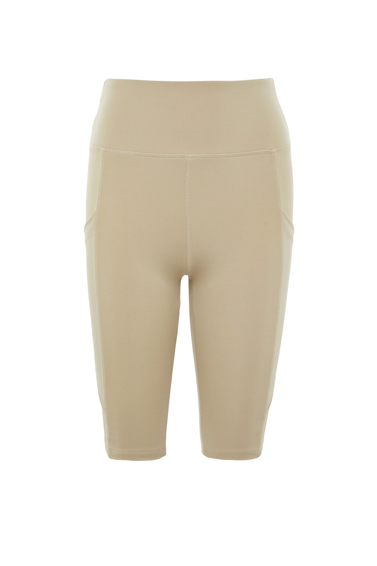 Trendyol Collection-Beige Recovery-Strick-Sport-Biker-/Radfahrer-Leggings mit hoher Taille und Tasche und detaillierten Details TWOAW21TA0064 6