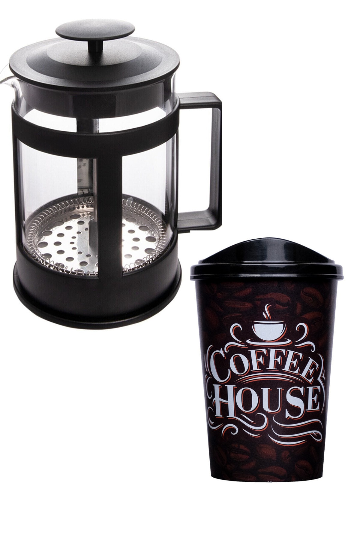 Hane Dostu French Seti 350 ml Cam French Press &420 Cc Çay Kahve