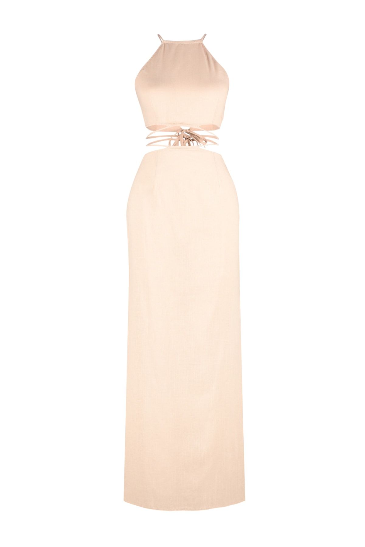 Trendyol Collection-Beige Woven Tied 100% Cotton Blouse Skirt Set TBESS23AU00053 7