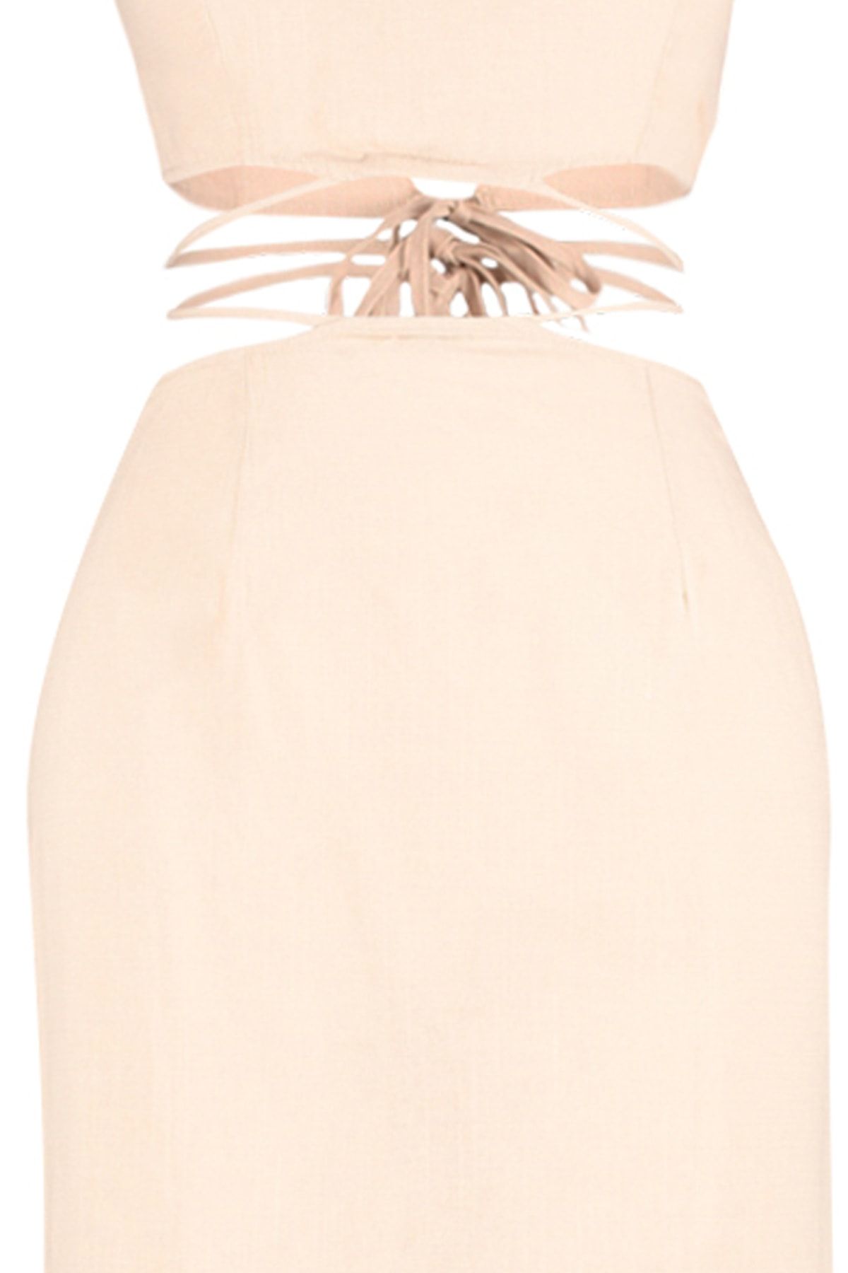 Trendyol Collection-Beige Woven Tied 100% Cotton Blouse Skirt Set TBESS23AU00053 8