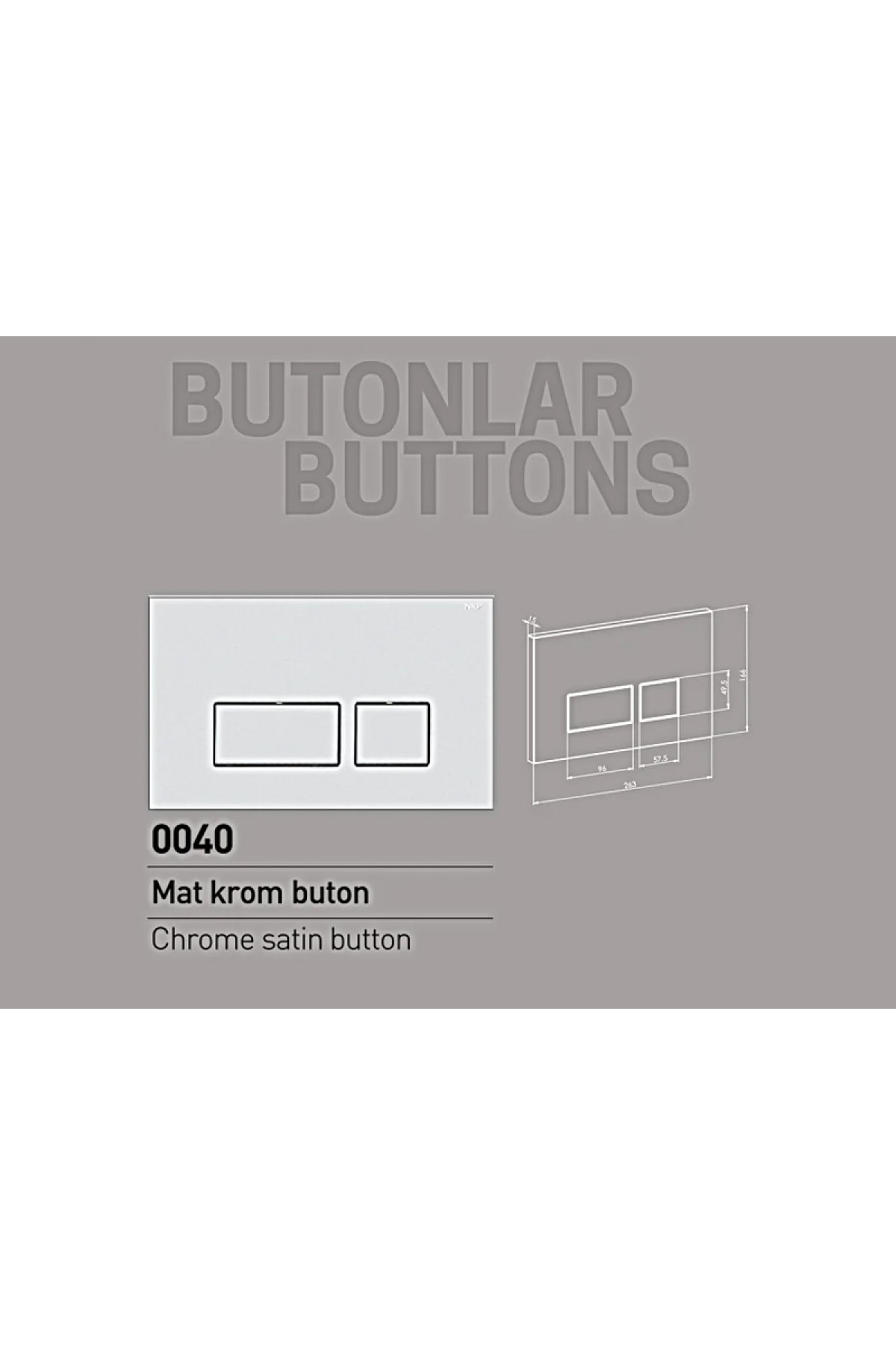 NKP Lüks Gömme Rezervuar Butonu Mat Krom