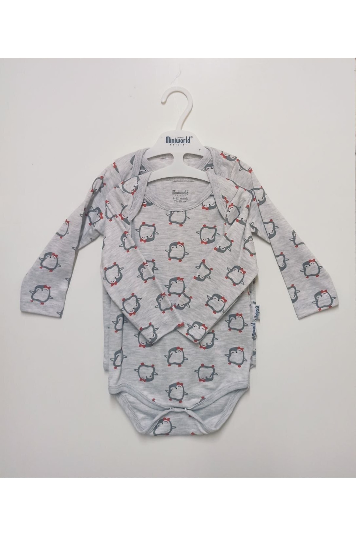 مینی ورلد بادی پنگوئن دخترانه سایز ۳ تا ۱۸ ماه، ۱۰۰٪ پنبه، بسته ۲ عددی