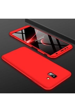 Samsung Galaxy J6 Plus Kılıf 360 Derece Tam Koruma 3 Parça Ays Model Kırmızı Şeffaf Ekran Koruyucu SKU: 199860