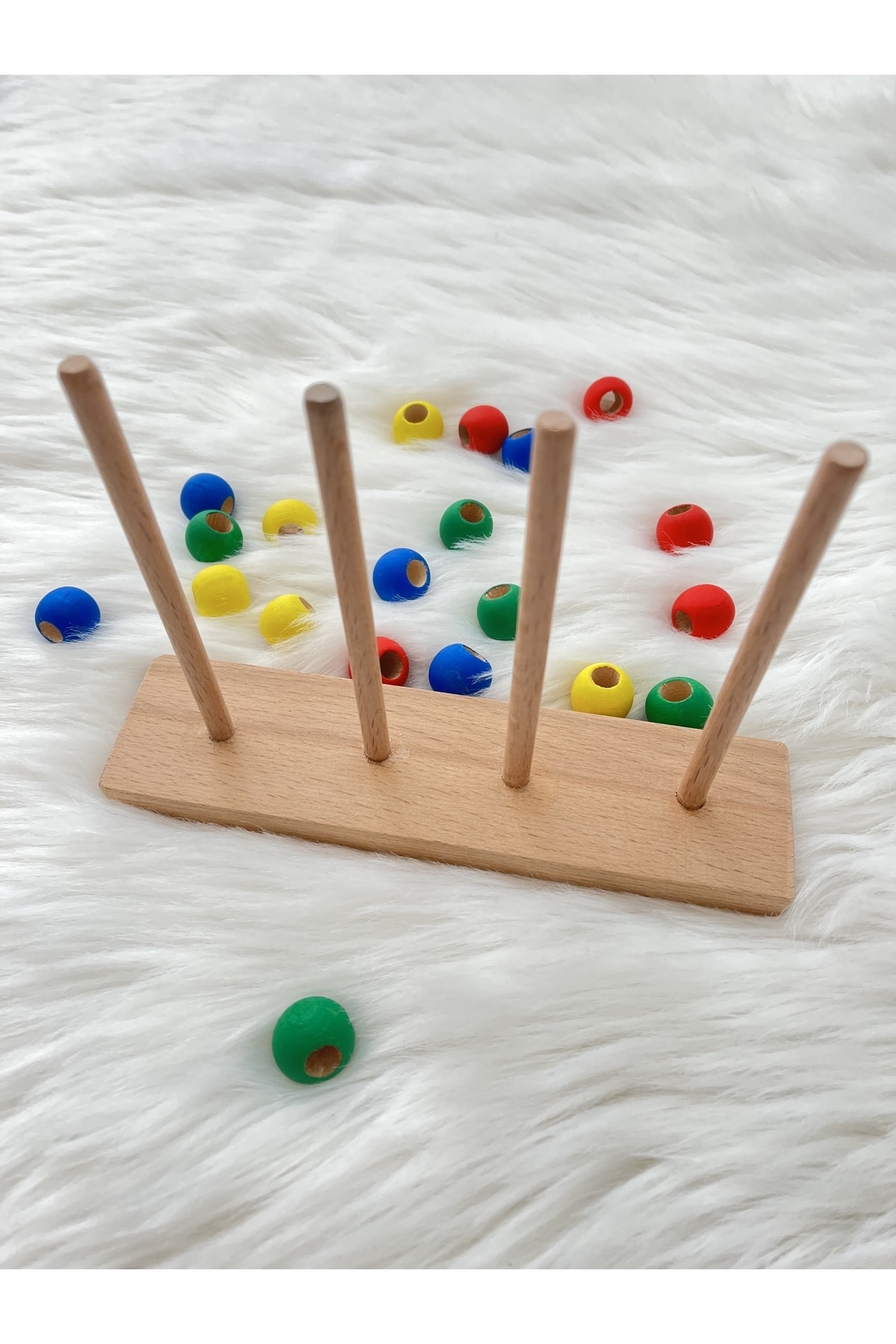 DORU Doğal Organik Ahşap Montessori Oyuncak Renkli Boncuk Dizme Eğitici Zeka Oyunu Bebek Odası Dekor fotoğrafı 5 (önizleme)