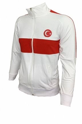 Erkek Beyaz Türkiye Bayrak Logo Baskılı Günlük Fitness Spor Koşu Dalgıç Tek Üst 1364727