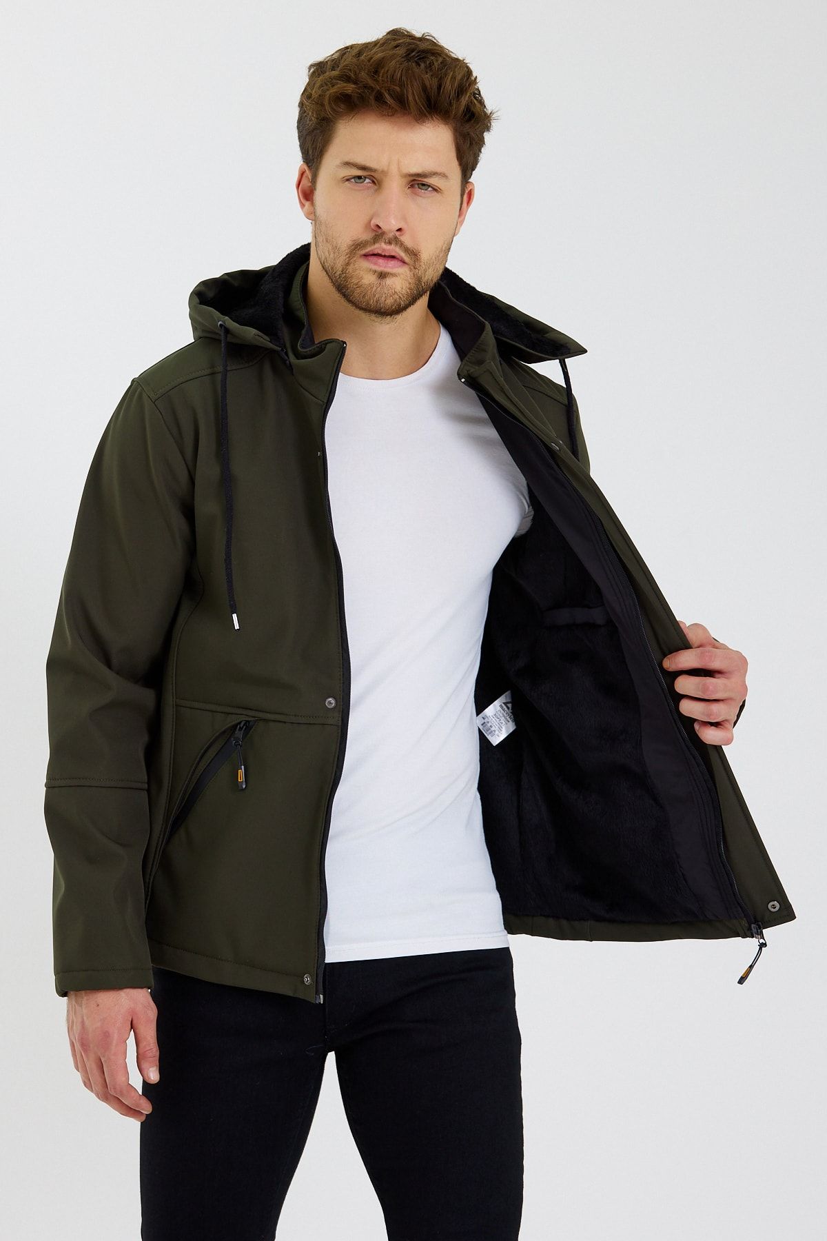 PAGANNİ-Water and Windproof Softshell Men's Coat with Fur Inside 3