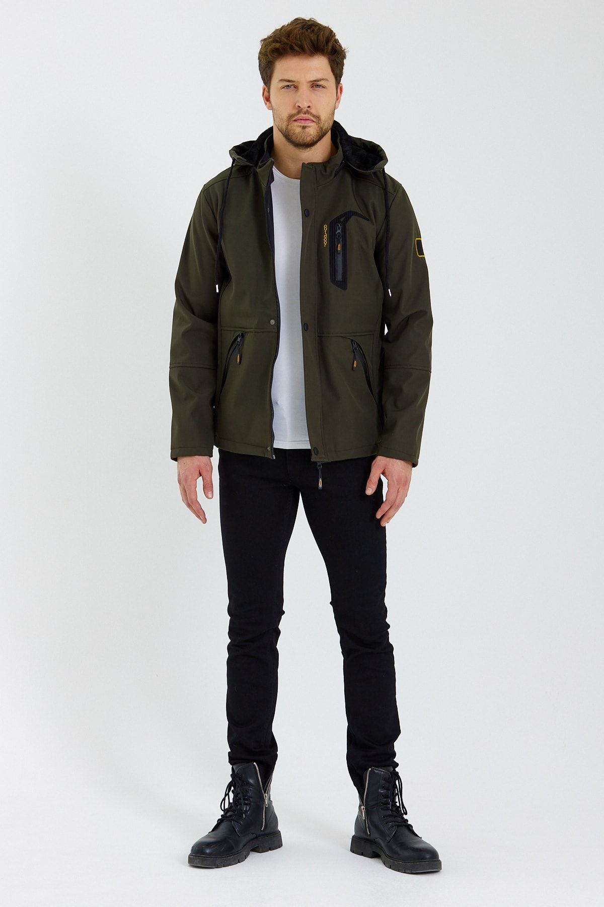 PAGANNİ-Water and Windproof Softshell Men's Coat with Fur Inside 5