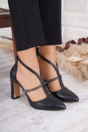 Lipsy Direk Taşlı Kadın Topuklu Ayakkabı Siyah Cilt 104 22Y312