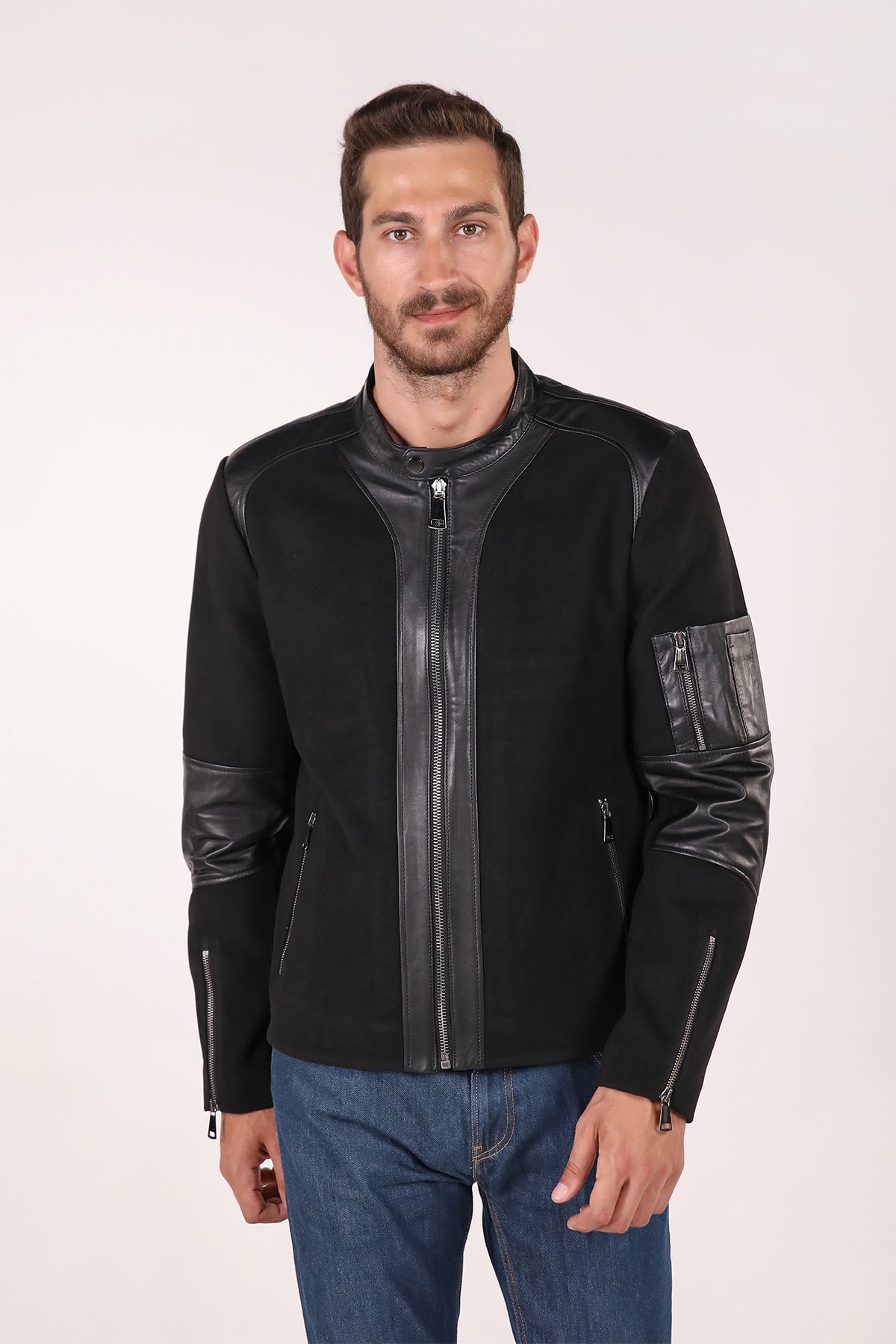 مانتو مردانه چرم اصل - پارچه ترمه imge deri