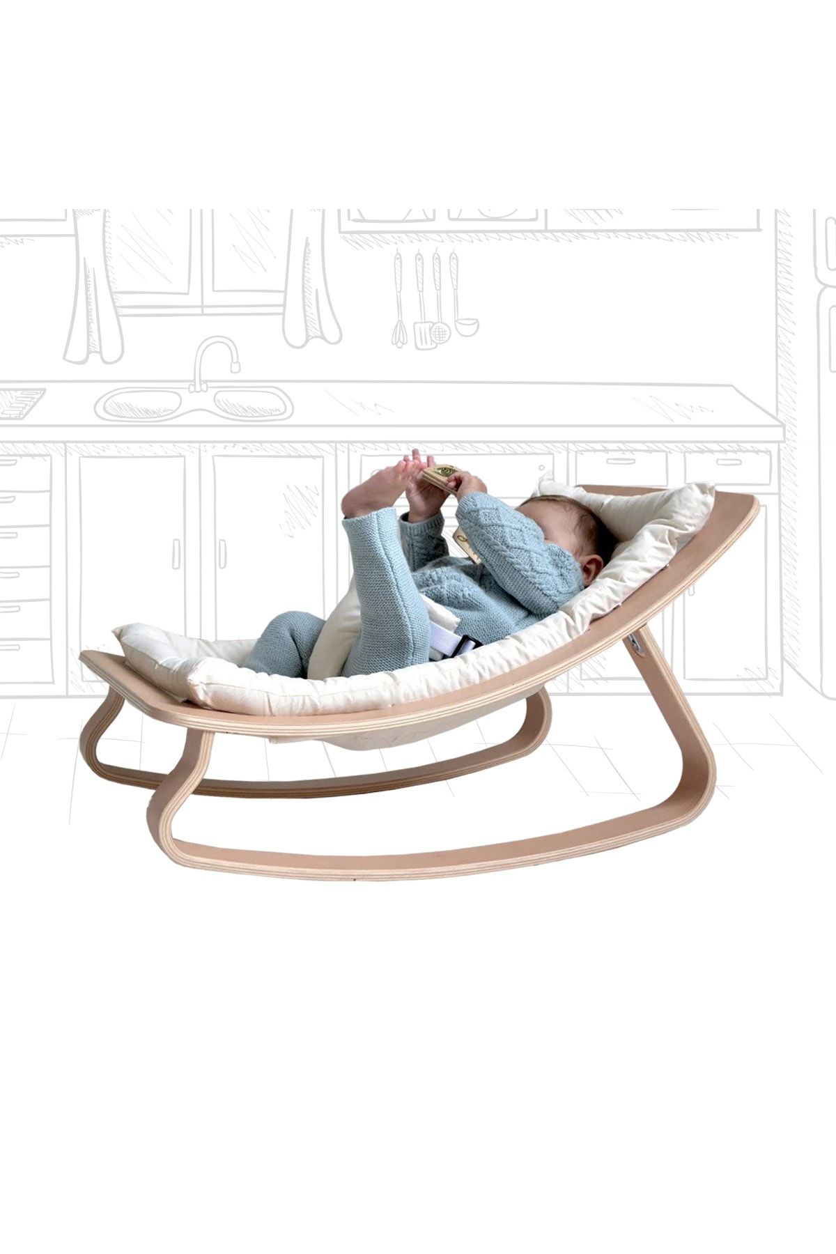 Stork Sleepy 2in1 Ahşap Ana Kucağı - Ana Dizi Ve Oyun Barı - Gri PR9201