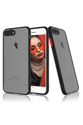 Apple Iphone 7-8plus Kılıf Kamera Korumalı Mat Renkli Buzlu Hux Silikon Siyah 7-8PLUSHUX