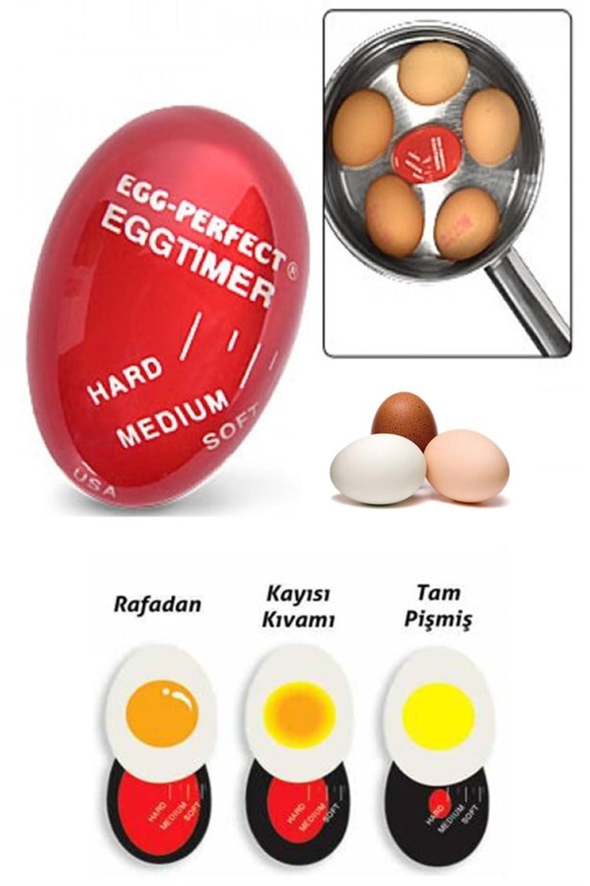 Genel Markalar Renk Değiştiren Yumurta Zamanlayıcı Yumurta Haşlama Derecesi Dublör Yumurta Pişirme Aleti Egg Timer