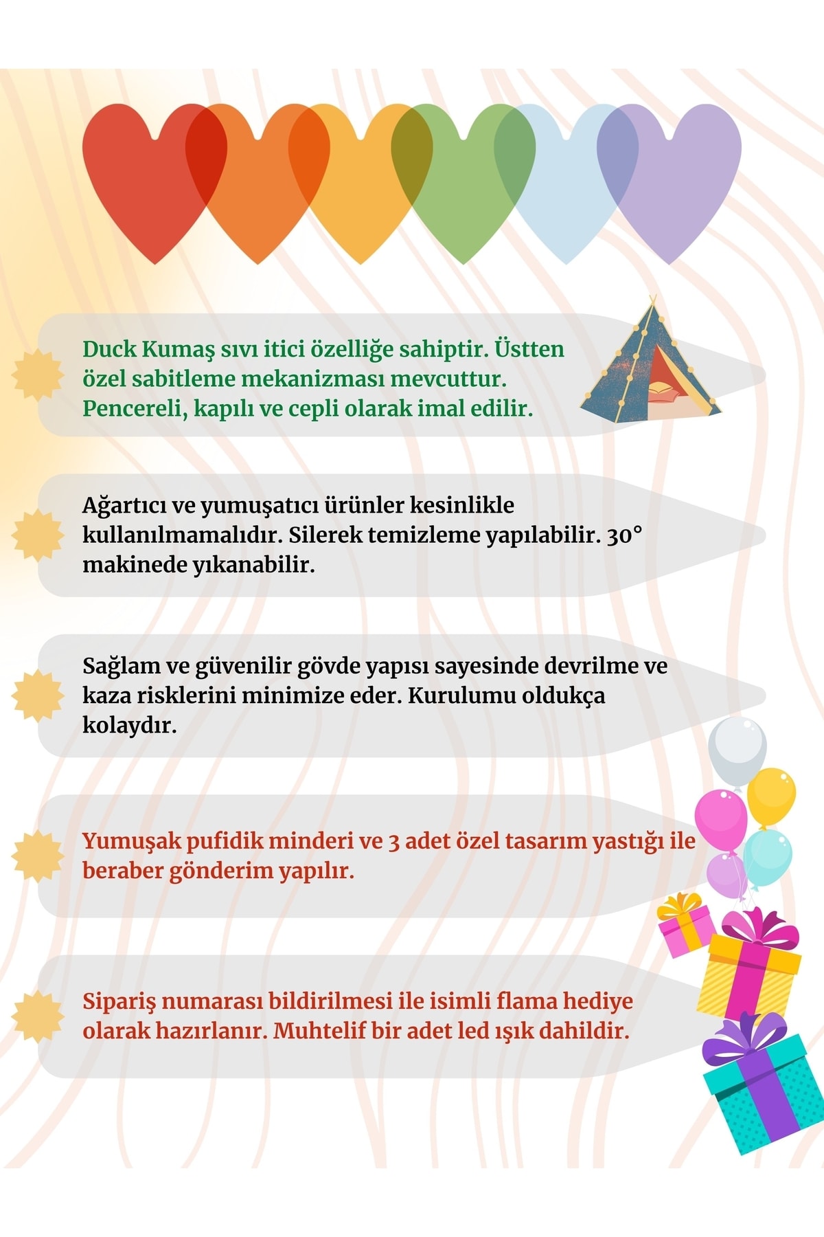 Henna Prime Kızıldereli Çocuk Oyun Çadırı Devrilmeyen Sabitleme Aparatlı Elit Serisi fotoğrafı 6 (önizleme)
