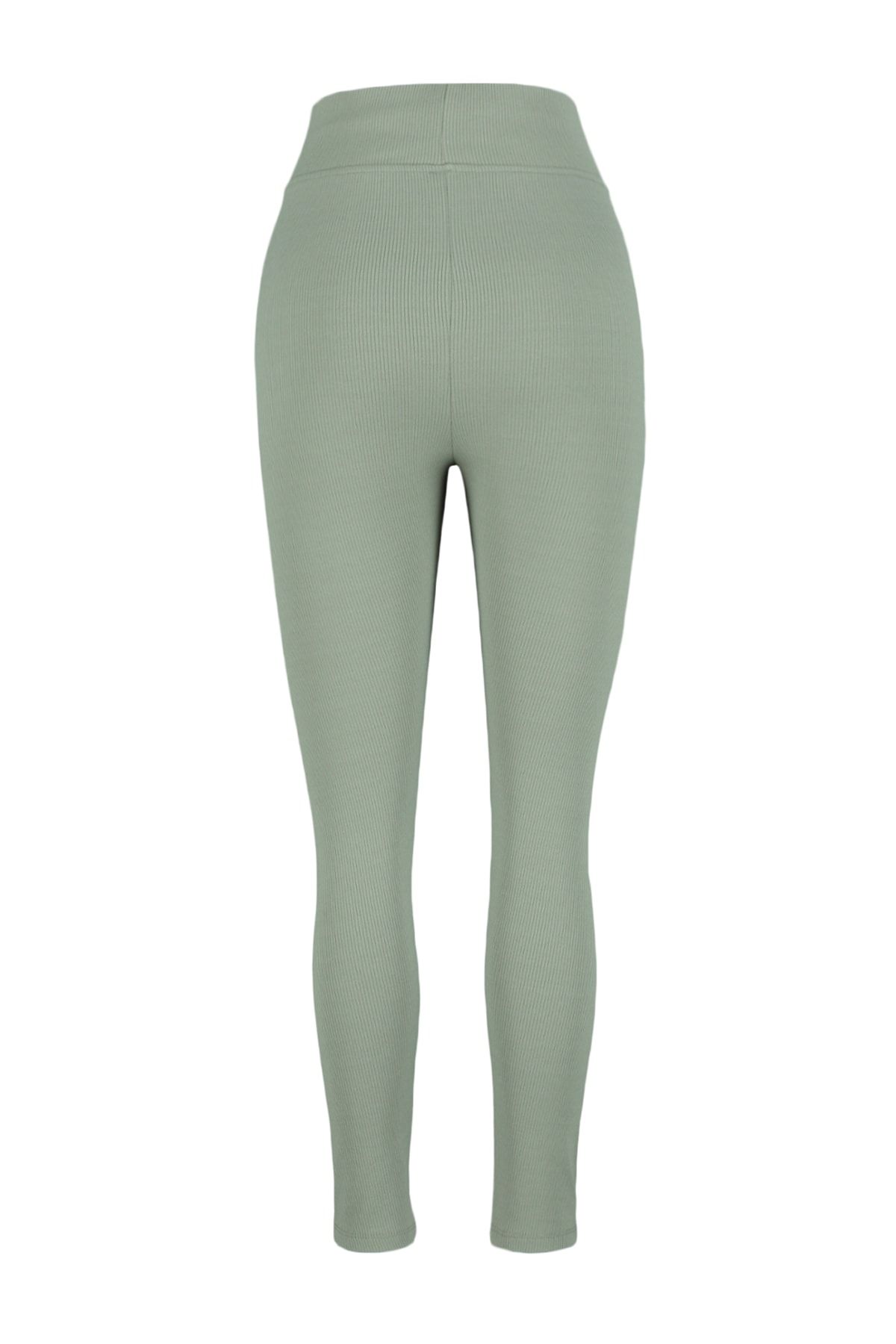 Trendyol Curve-Khaki magas derekú polár belső bordás kötött nagy méretű leggings TBBAW23BV00017 7