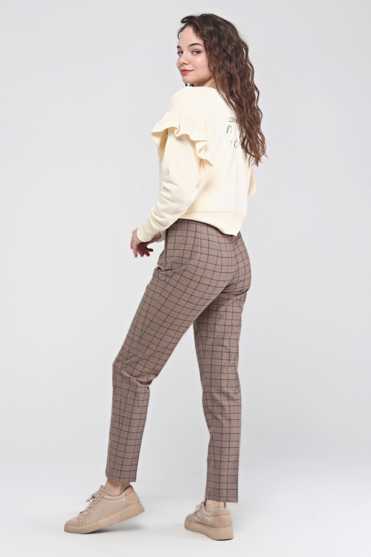 Stone Check Ribbed Flared Trouser | Trousers | Clothes for women, Clothes,  Flared