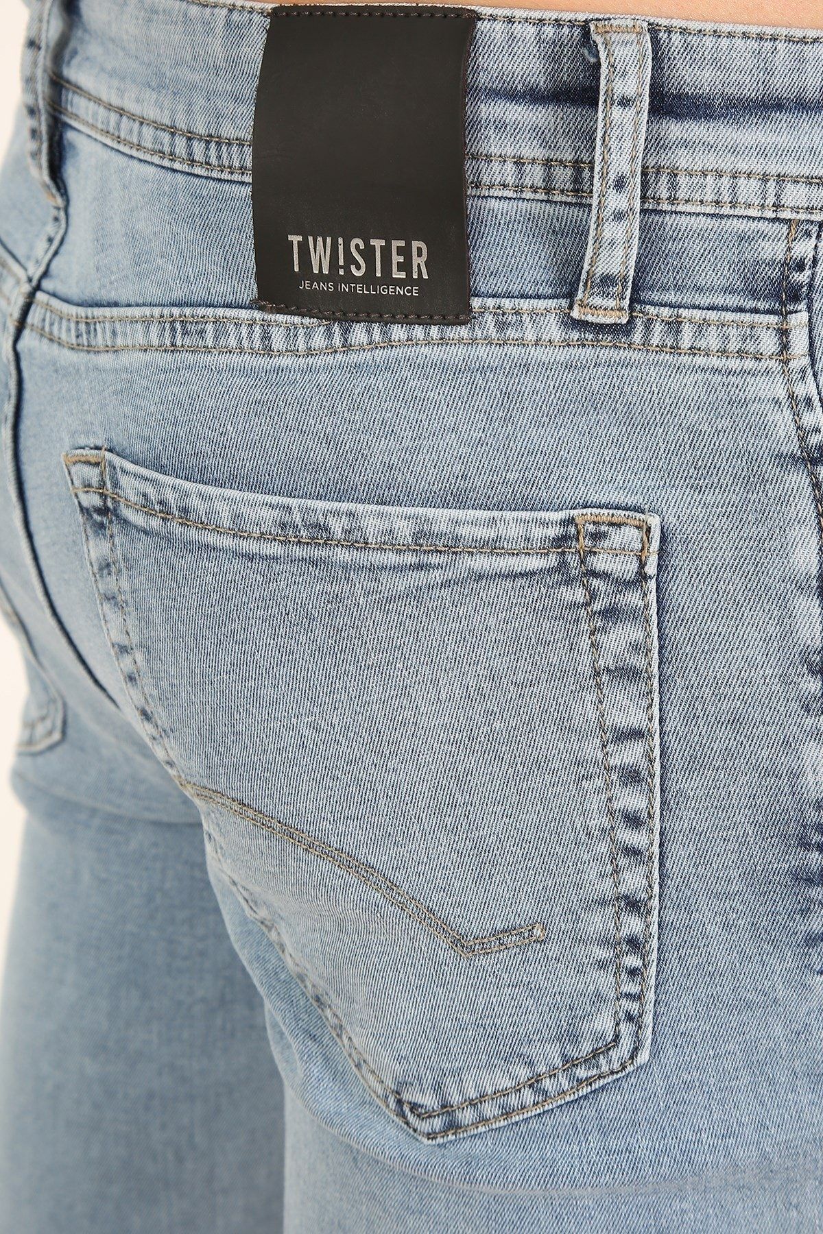Twister Jeans-Gabon 625-10 Men's Slim Fit Skinny Leg Lycra Denim Trousers Light Blue 5