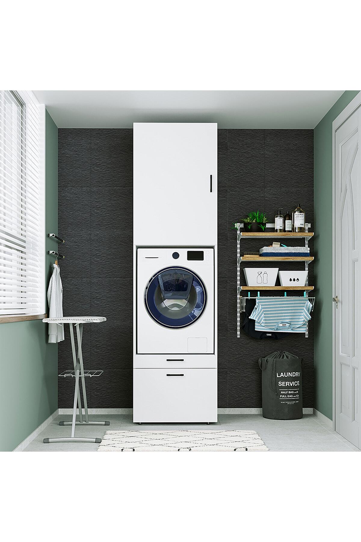 Muhteşem Çamaşır Makinesi Dolabı modeli dekorasyonu