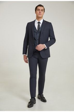 Slim Fit Lacivert Takım Elbise Kombinli 8TFK5KV32515M