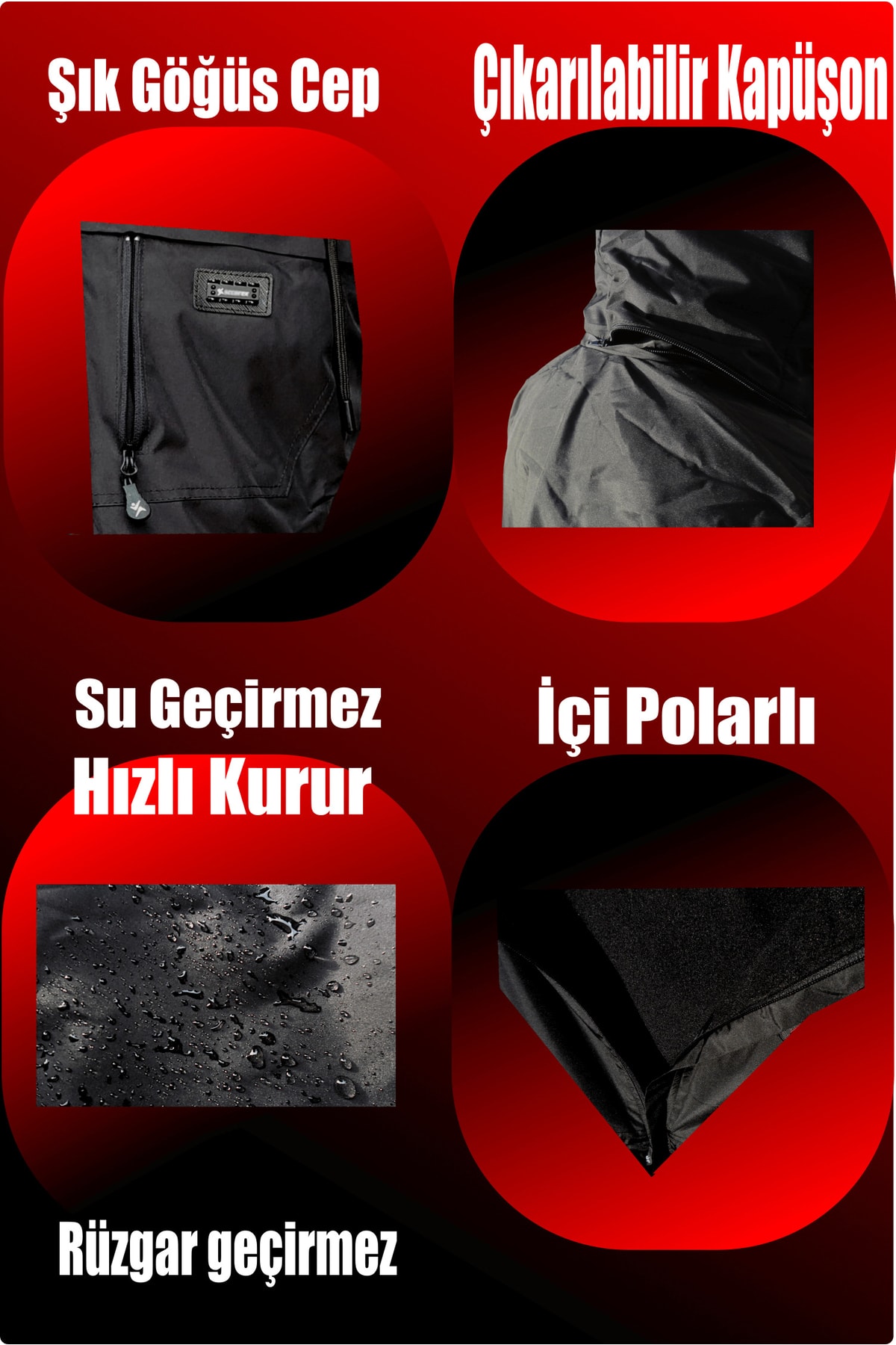 Wooppo -erkek Mont/yağmurluk-siyah görsel 3