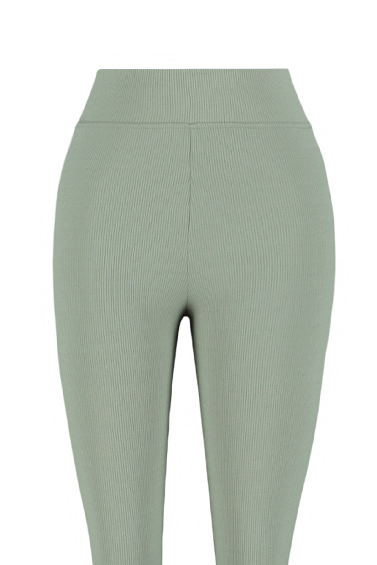 Trendyol Curve-Khaki magas derekú polár belső bordás kötött nagy méretű leggings TBBAW23BV00017 6