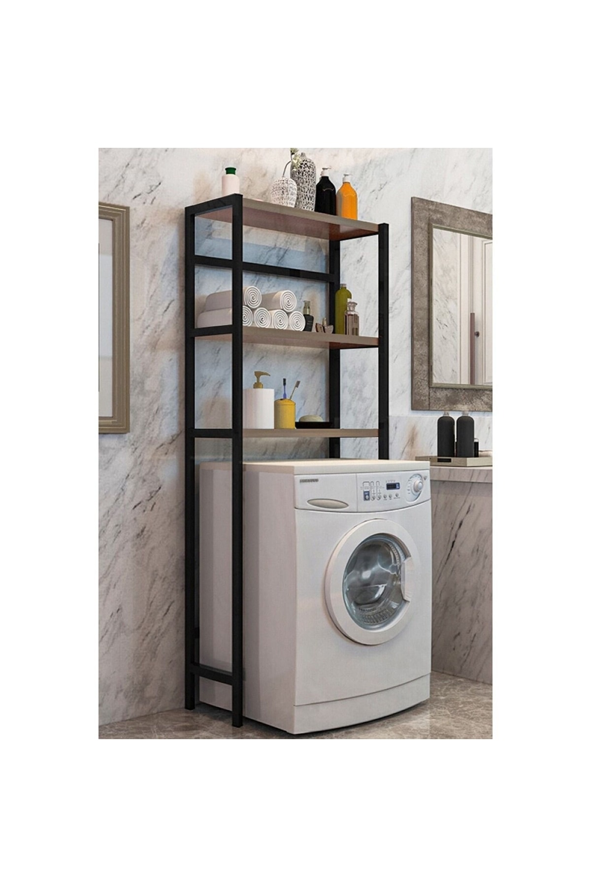 Yelken Çamaşır Makinesi Üstü Düzenleyici Raf Banyo Rafı Makina Üstü Çok Amaçlı Dolap