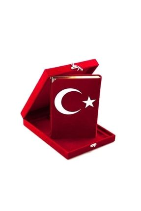 Türk Bayraklı Kadife Kuranı Kerim Plaket Orta Boy 17-24 cm TYC00393699780