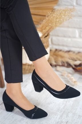 Connell Çapraz Tek Biye Kadın Topuklu Ayakkabı Siyah Velvet 103 21K9565