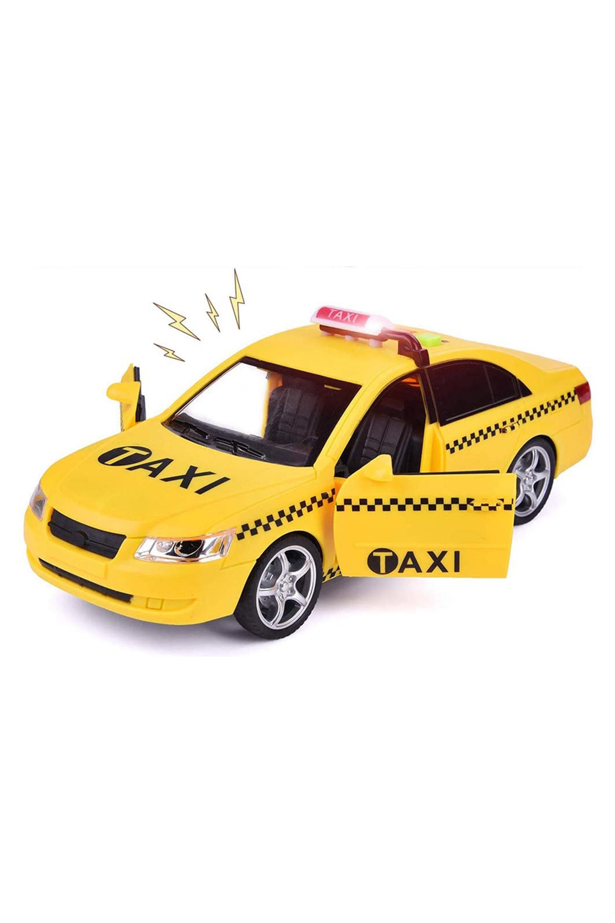Meva Market Oyuncak Sarı Taksi Işıklı, Sesli, Sürtmeli Sarı Taksi