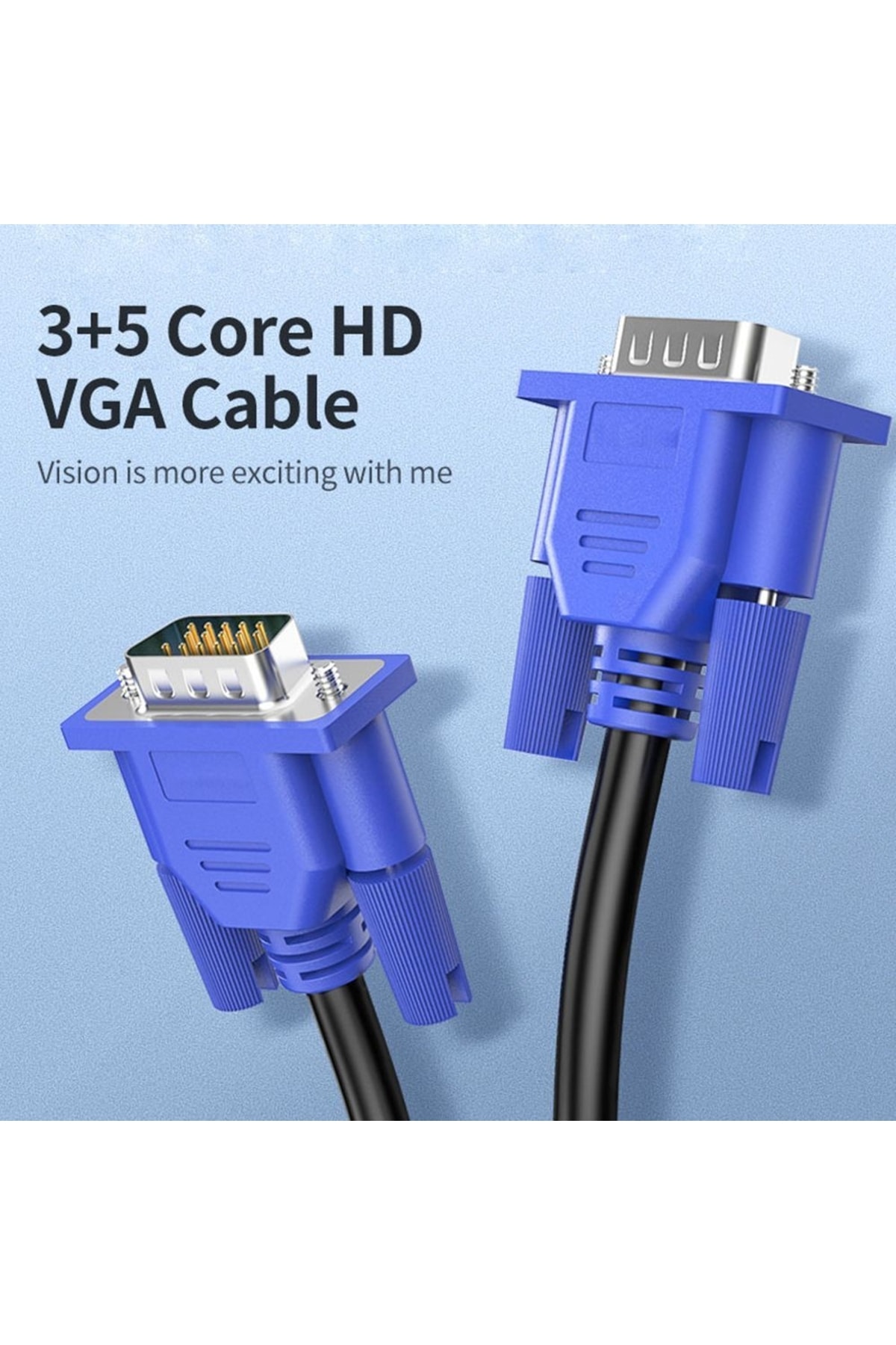 Vga Kablosu Ekran Lcd Led Monitör Bağlantı 15 Pin Bağlama Ara Pc Laptop Görüntü Kablo 10 Metre