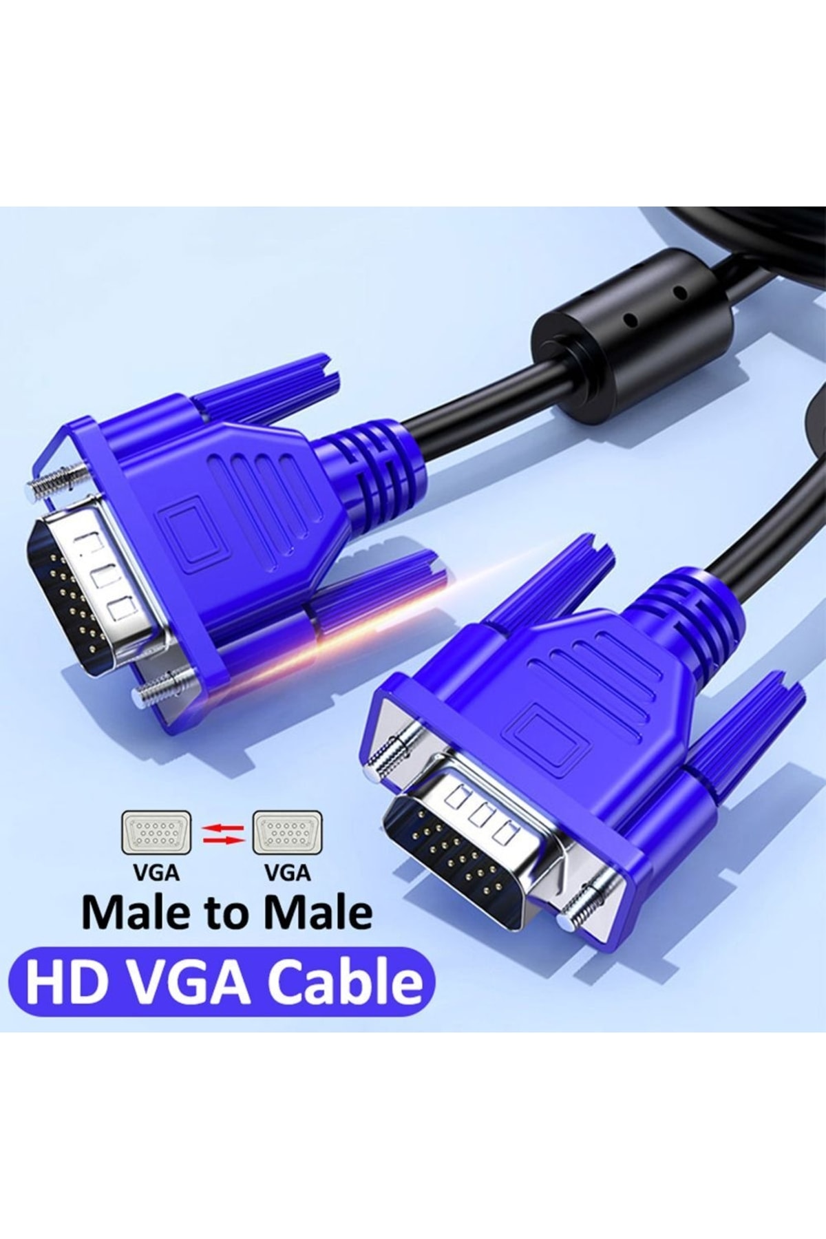 Vga Kablosu Ekran Lcd Led Monitör Bağlantı 15 Pin Bağlama Ara Pc Laptop Görüntü Kablo 5 Metre