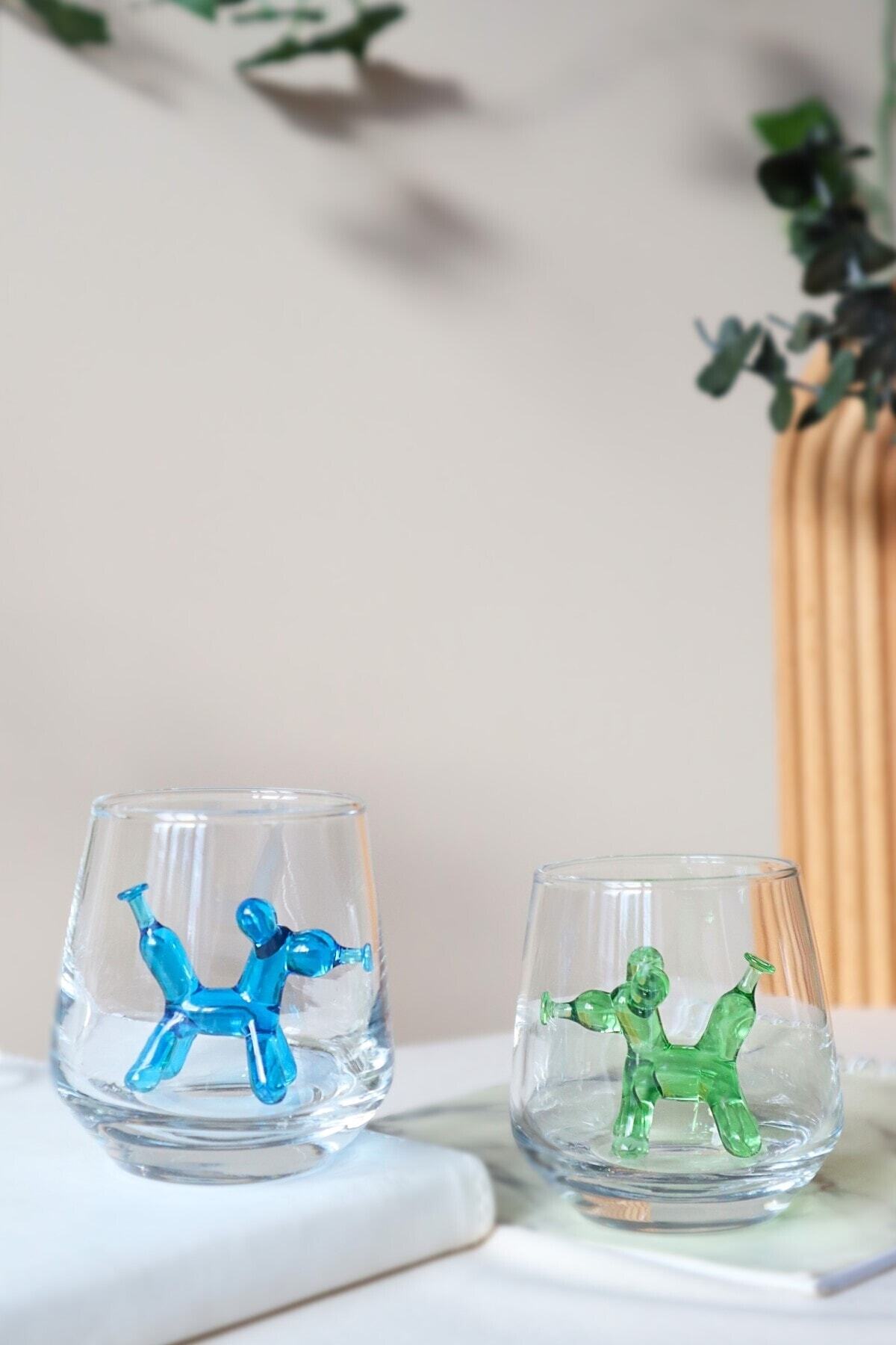 ADAMODART-Balloon Dog Handmade Glass Figured 6-Piece Coffee Side Glasses 4
