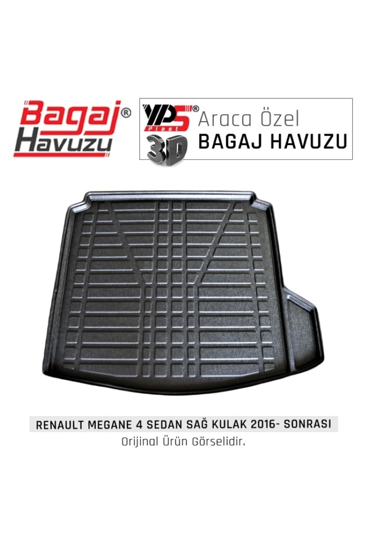 YPS Renault Megane 4 Sedan / Sağ Kulaklı 2016-sonrası Yumuşak Bagaj Havuzu