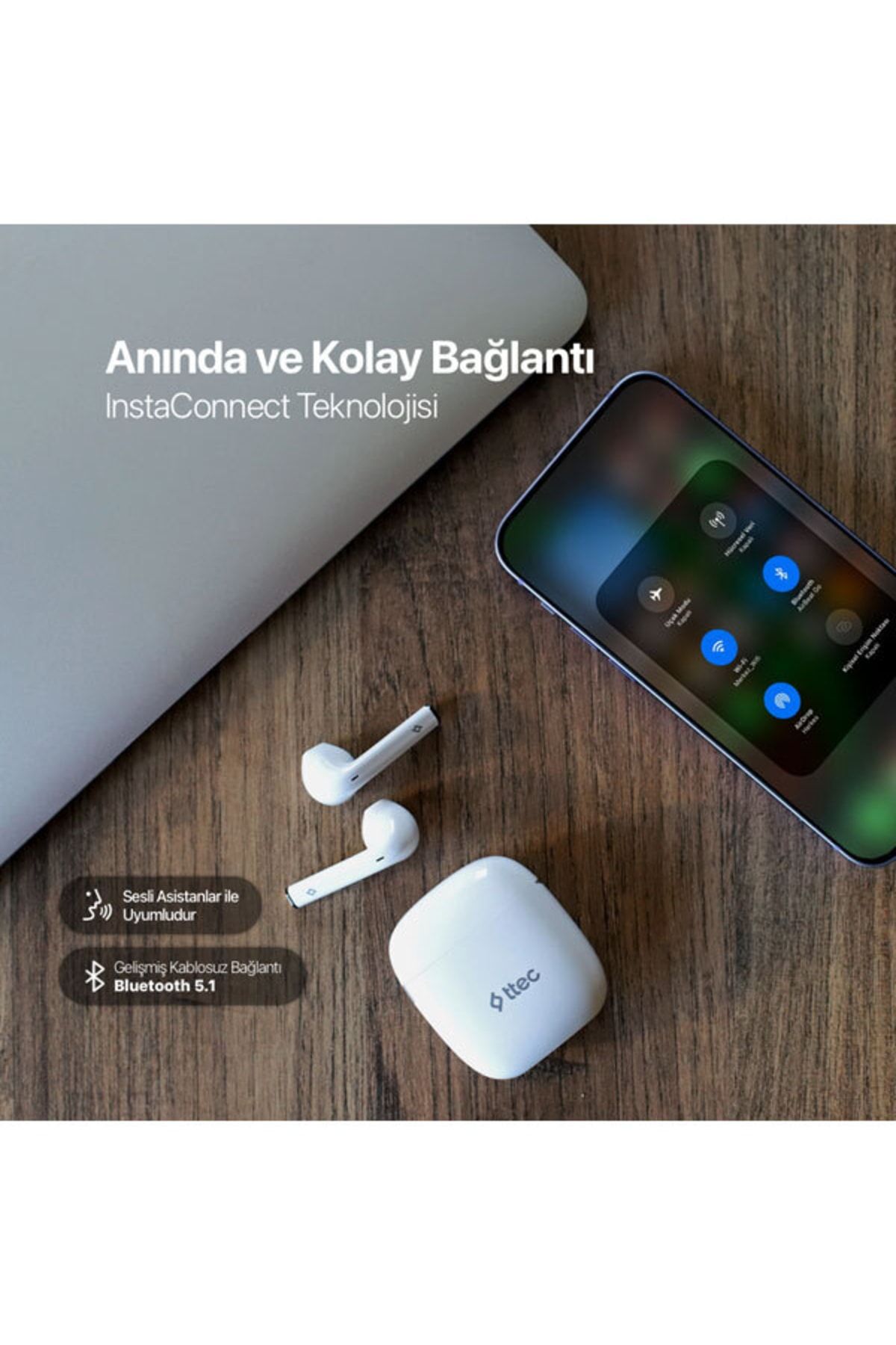 Ttec AirBeat Go TWS Bluetooth 5.1 IPX6 Dereceli Oyun Modunda 60ms Gecikme Süreli Kablosuz Kulaklık