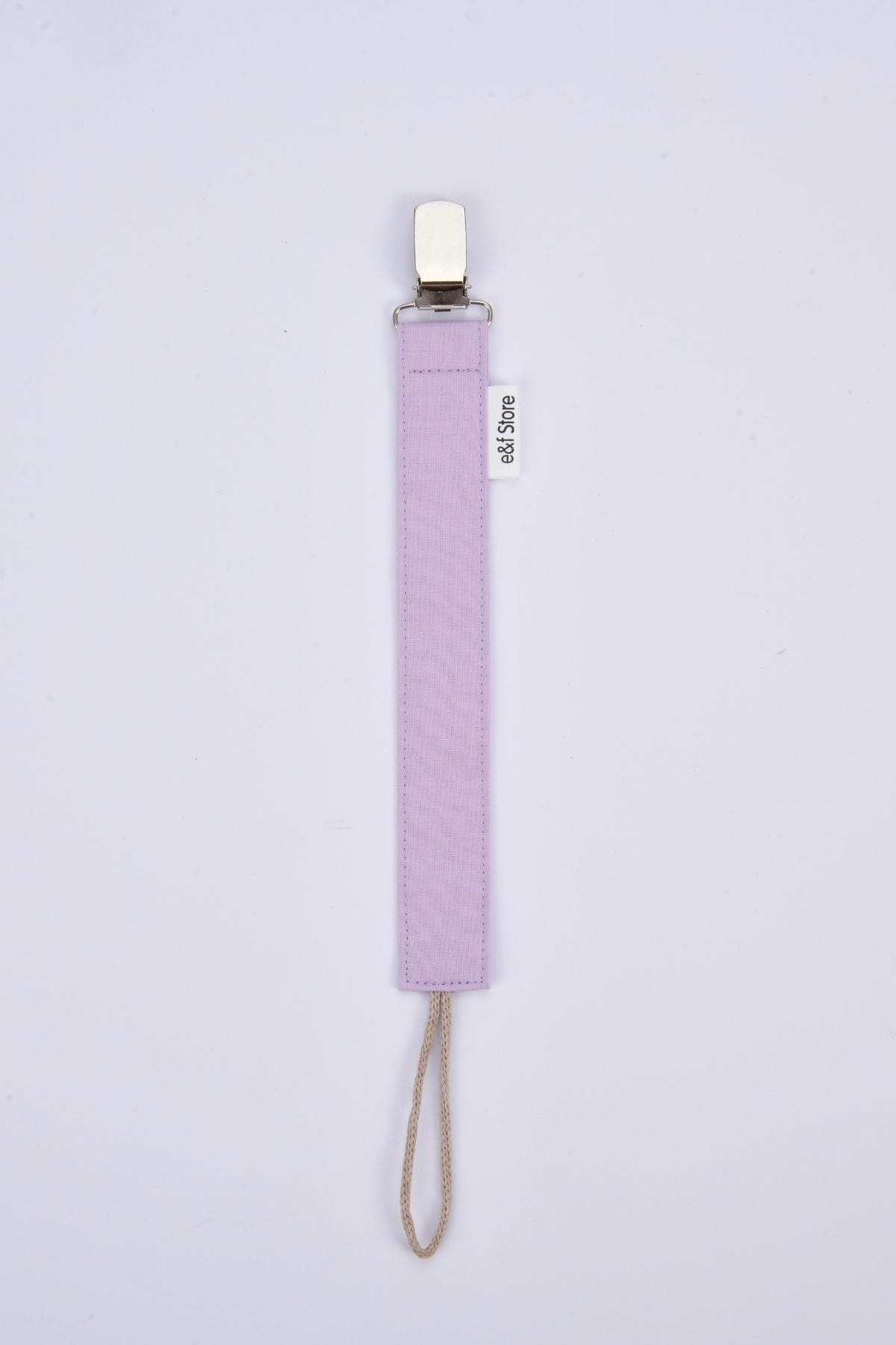 e&f Store %100 Pamuk Kumaşlı Emzik Askısı / Emzik Zinciri - Lila fotoğrafı 2 (önizleme)