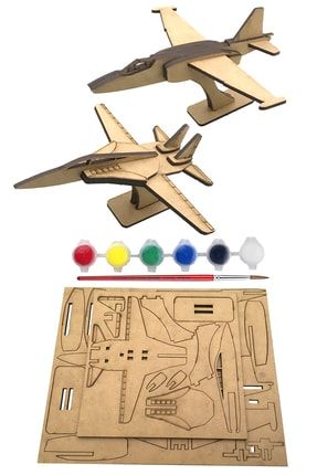 Eğitici Montessori Ahşap Jet Uçak Maket Puzzle Boyama Seti EAJUMPBS001