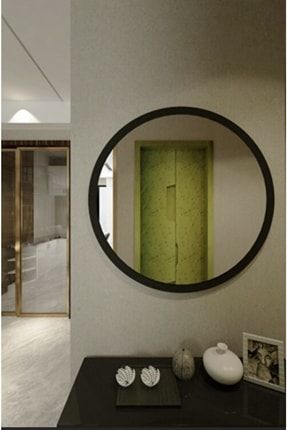 Siyah Dekoratif Yuvarlak Antre Hol Koridor Duvar Salon Mutfak Banyo Wc Ofis Aynası 45 Cm Rose45cmsiyah