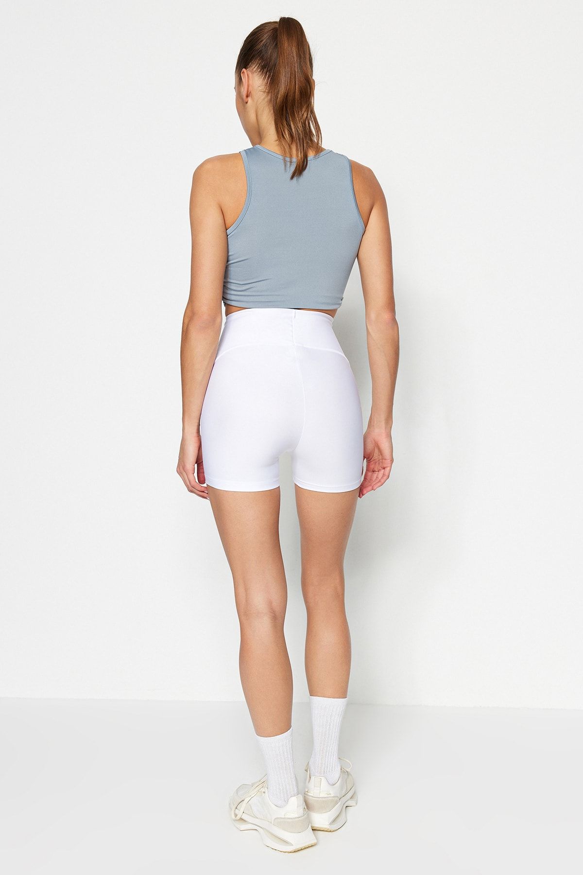 Trendyol Collection-Pantaloni scurți sport tricotați alb Restorer/Leggings scurti TWOSS21SR0545 8