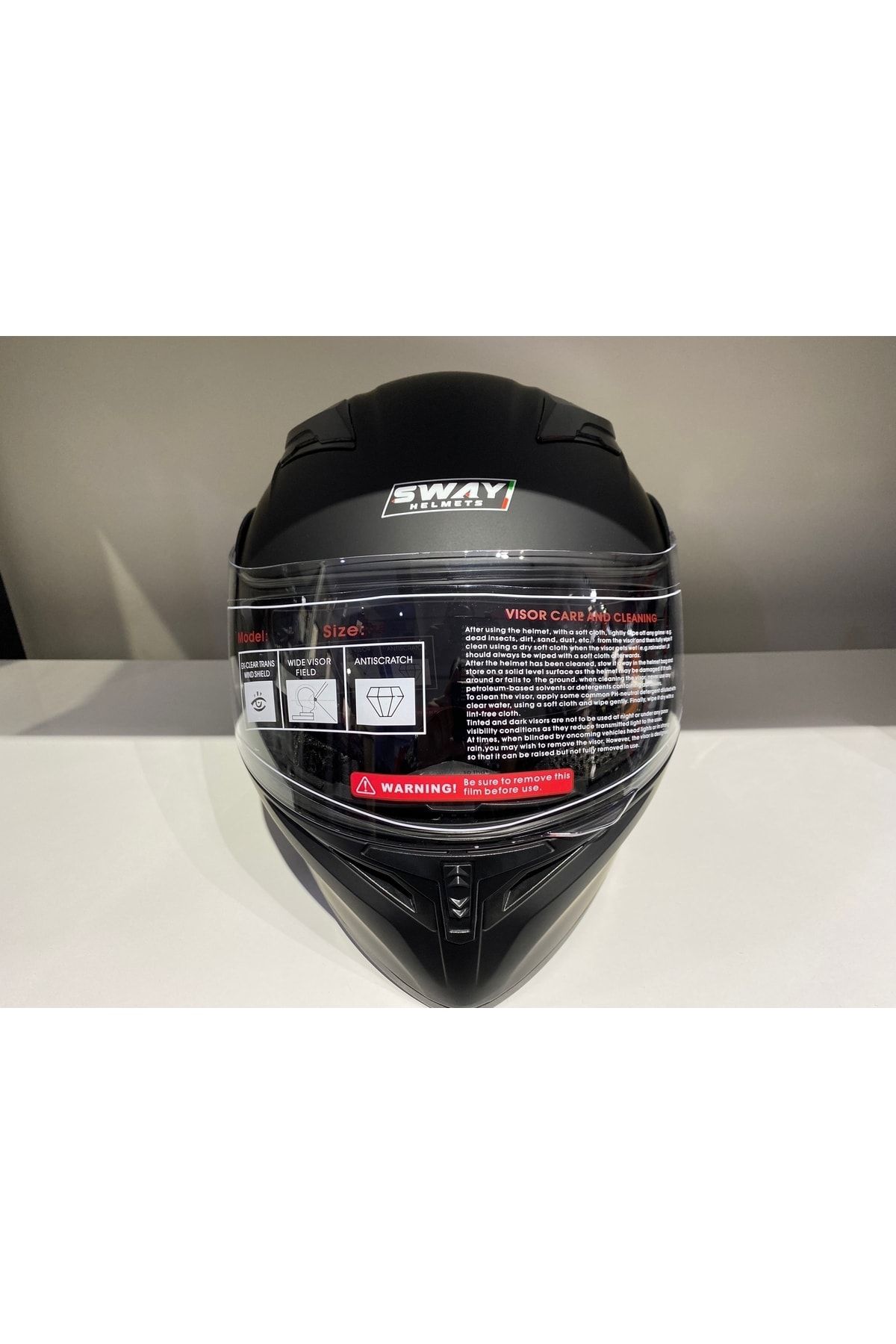Sway Kask Sw 902 Mat Siyah Çene Açılır NY6346