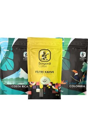 Bongardi Coffe 3x200 gr Yöresel Set Colombia Kosta Rika Intense Filtre Kahve Makinesi Uyumlu BKYS004
